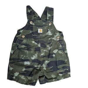 Carhartt camo baby overalls shorts snap closure Size 9M bibs utility style